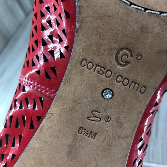 Corso Como Heels Womens 8.5M Red Patent Leather Slip On Pumps - Picture 11 of 11